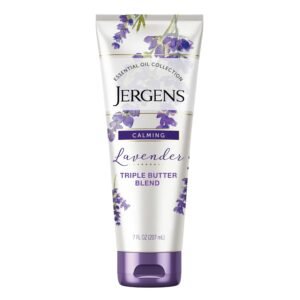 Jergens Lavender Body Butter Hand and Body Lotion, Moisturizer for Women, with Essential Oils for Indulgent Moisturization, 7 Oz