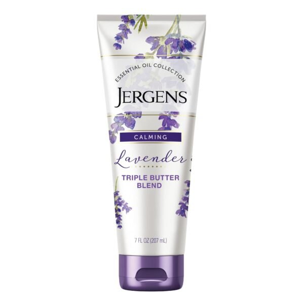 Jergens Lavender Body Butter Hand and Body Lotion, Moisturizer for Women, with Essential Oils for Indulgent Moisturization, 7 Oz