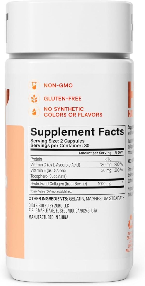 616Gu5PyPXL._AC_SL1500_.jpg Habit Collagen Supplement (60 Capsules) - New Look, 2000mg Collagen Peptides, Vitamin C & Vitamin E, Skin Health, Antioxidants, Non-GMO, Gluten Free (1 Pack)