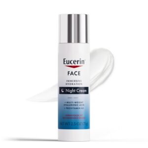 616GvmLHoKL._SL1500_.jpg Eucerin Face Immersive Hydration Night Cream with Hyaluronic Acid and Provitamin B5, Ultra-Lightweight Face Moisturizer Smooths Fines Lines and Wrinkles, 2.5 Oz Bottle