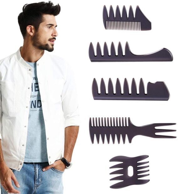 616NVcHQqqL._SL1135_.jpg Styling Hair Comb Set Salon Barber Hairstylist Comb 5 Pack Professional Hair Brush Retro Hairdressing Hair Care Style Accessory Double-sided for Men Boy Gentleman