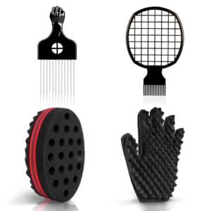 616QLQ9ss-L._SL1001_.jpg Selalu Curl Sponge Set with Glove, Metal Brush Pick and Twist Comb for Men and Women