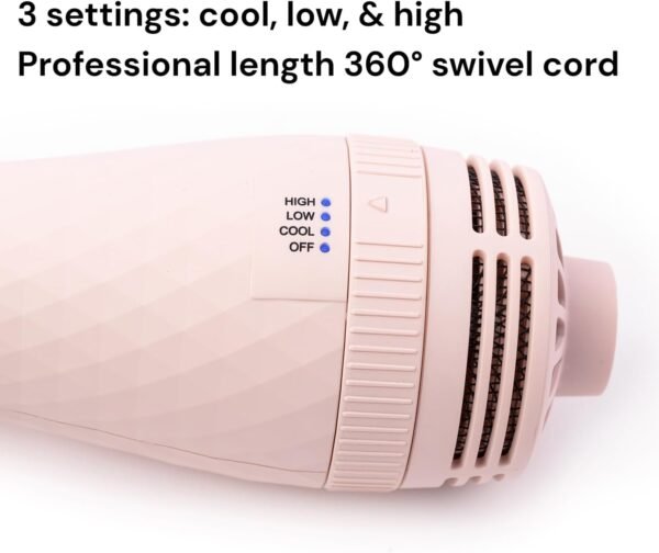 616esikmKFL._AC_SL1500_.jpg L'ANGE HAIR Le Volume 2-in-1 Titanium Blow Dryer Brush | Hot Air Brush in One with Oval Barrel | Hair Styler for Smooth, Frizz-Free Results for All Hair Types (Blush - 60mm)