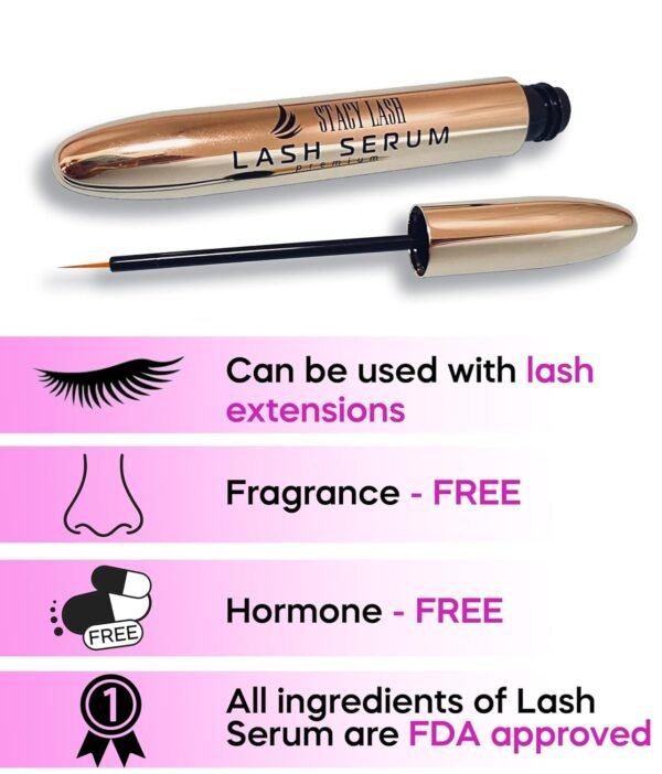 STACY LASH Lash Shampoo 50ml+ Eyelash Growth Serum Eye Makeup Remover + Lash Serum for Eyelash Growth and Thickness/Lash Cleaning Kit of Lash Cleanser + Brush & Eyelash Serum to Grow Lashes