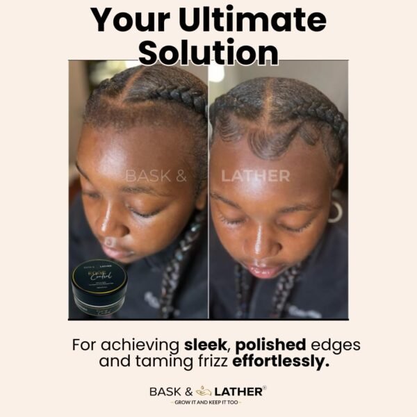 618oigMHbML._SL1080_.jpg BASK & LATHER Strong Hold Edge Control Gel with Castor Oil, Non-Greasy, Non-Flaking, No White Cast, Long Lasting, Supports Hair Growth, Natural Formula, For All Hair Types, 5.3 Fl Oz