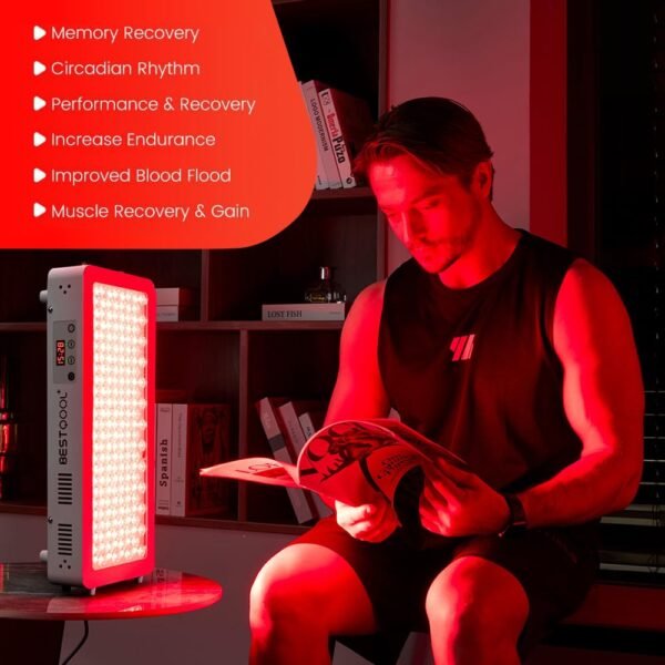 Bestqool Red Light Therapy for face Body, 4 Wavelengths Infrared Red Light Therapy, 100 Elite Grade Dual Chip LEDs, High Power Red Light Panel for Pain, Muscle, Energy. 170W. Modular Design.