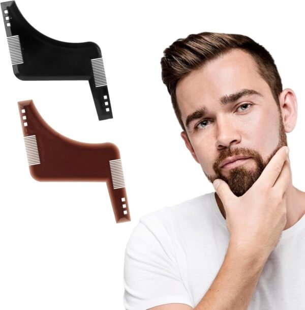 2 Pcs Beard Shaper - Lineup & Styling Tool for Men - Facial Hair Shaping Template