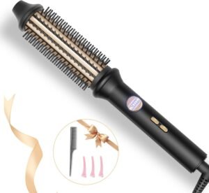 619yn3hRlL._AC_SL1500_.jpg Thermal Brush, Avvnee 1.26 Inch Curling Iron for Long Dry Hair, 110-220V Heated Round Brush with 10 Temp Settings, 30s Fast Heat for Curling & Volumizing & Straightener, Anti-Scald Nylon Bristles