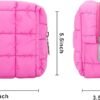 E-Tree Cute Makeup Bag,Quilted Cosmetic Bag,Make up Pouch for Purse,Toiletry Zipper Pouch,Checkered Bag,Travel Case,Storage Pouches for Organization (Hot Pink)
