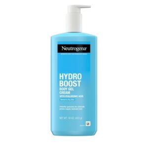 Neutrogena Hydro Boost Body Gel Cream, Hydrating Body Lotion with Hyaluronic Acid for Normal to Dry Skin, Lightweight Fragrance-Free Hyaluronic Acid Moisturizer, 16 OZ