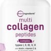 Micro Ingredients Multi Collagen Pills for Women & Men, 240 Capsules | Type I, II, III, V, X - Hydrolyzed Collagen Peptides with Biotin, Hyaluronic Acid & Vitamin C | Hair, Skin, Nail & Joint Support