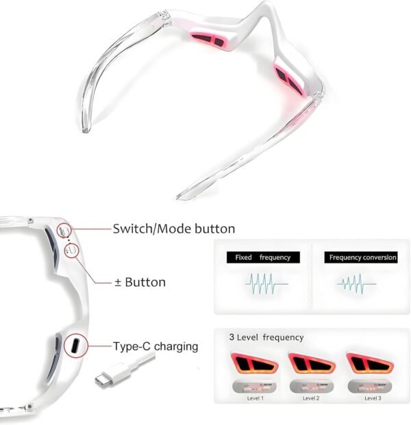 Red Light Therapy for Eyes – Microcurrent Under Eye Device for Dark Circles, Puffiness, Eye Bags, Wrinkles & Fine Lines – Hands-Free Eye Care Mask for Women & Men