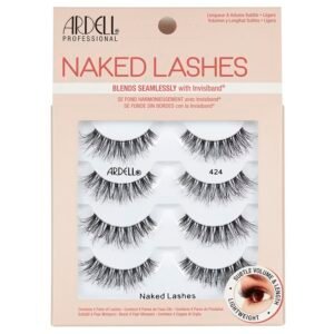 Ardell Naked Lashes #424, Strip Lashes Natural with Invisiband for Subtle Volume & Length, 4 Pairs, 1 Pack