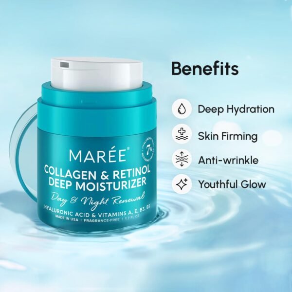 MAREE Face Moisturizer Retinol Cream for Face - Wrinkle Cream for Women - Facial Moisturizer with Collagen - Crema Hidratante Para la Cara for Skin Tightening