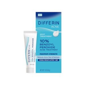 61DTF8Ao8kL._SL1500_.jpg Differin Acne Spot Treatment with 10% Benzoyl Peroxide, Maximum Strength OTC Acne Treatment, Fast Acting Spot Treatment for Face, 1 oz