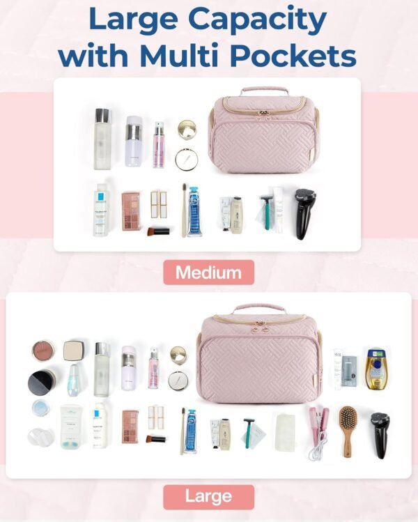 61EbcadYxfL._AC_SL1500_.jpg BAGSMART Travel Toiletry Bag, Large Wide-open Travel Bag for Toiletries, Makeup Cosmetic Travel Bag with Handle