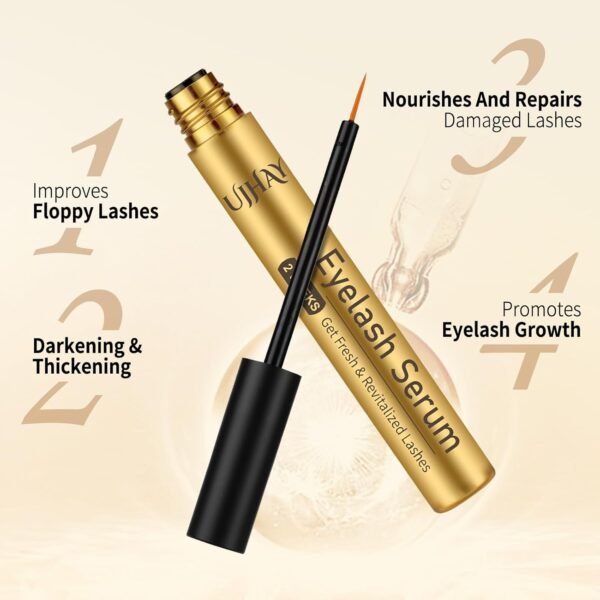 Eyelash Growth Serum for Thicker, Longer, Natural Lashes without Prostaglandin – Grow Luscious, Natural Lashes with Advanced Enhancer | Vegan & Cruelty-Free Treatment