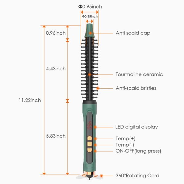 61FaZi2YEL._SL1500_.jpg Mini Thermal Round Brush, 0.35 Inch Barrel Volume Heat Styling Brush for Men and Women Short Thin Curly Straight Hair, Heated Curling Iron,12 Temperature Setting (0.95 Inch with Bristles)
