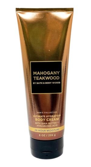 Bath and Body Works Hyaluronic Acid Body Cream For Men 8 Ounce (Mahogany Teakwood)