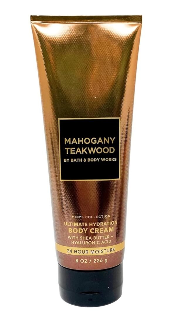 Bath and Body Works Hyaluronic Acid Body Cream For Men 8 Ounce (Mahogany Teakwood)