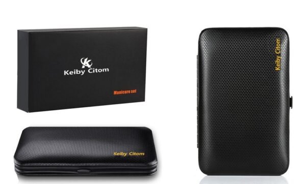 Professional Stainless Steel Nail Clipper Travel & Grooming Kit Nail Tools Manicure & Pedicure Set of 15pcs with Luxurious Case (Black/Yellow)