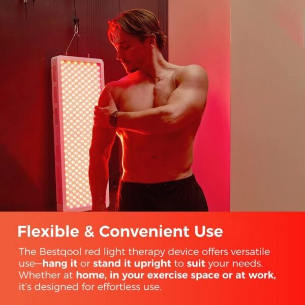 Bestqool Red Light Therapy Device, 4 Wavelengths Full Body Infrared Red Light Therapy, Elite Grade Dual Chip 300 LEDs, High Power Panel for Pain Relief, Muscle, Skin, Energy. 500W. Modular Design.