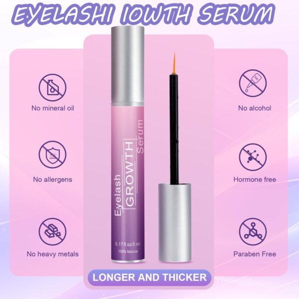 Premium Eyelash Growth Serum and Eyebrow Enhancer by Aomock, Lash Serum - 5ml,Lash Boost Serum for Longer, Fuller, Thicker Lashes & Brows…