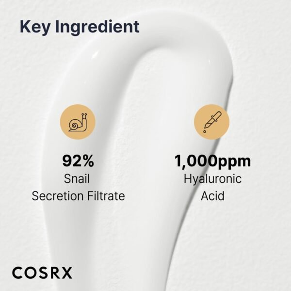 61H0k3HWTrL._SL1500_.jpg COSRX Snail Mucin 92% Face Moisturizer, 3.52 Oz, Lightweight Moisturing Cream for Soft, Glowy Skin, Korean Skin Care, Korean Moisturizer Face Cream
