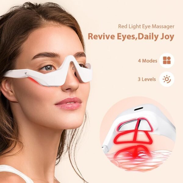 Under-Eye Red Light Therapy Device with Microcurren, 3D Contour Eye Massager for Dark Circles, Eye Bags & Wrinkles, Rechargeable Under Eye Treatment Device for Puffiness and Fine Lines