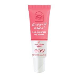 61HDZvkhpuL._SL1500_.jpg eos Sunset Sips Lip Butter Tube- Wild Cherry Slushie, 24-Hour Moisture, Overnight Lip Mask, Lip Care Products, 0.35 fl oz