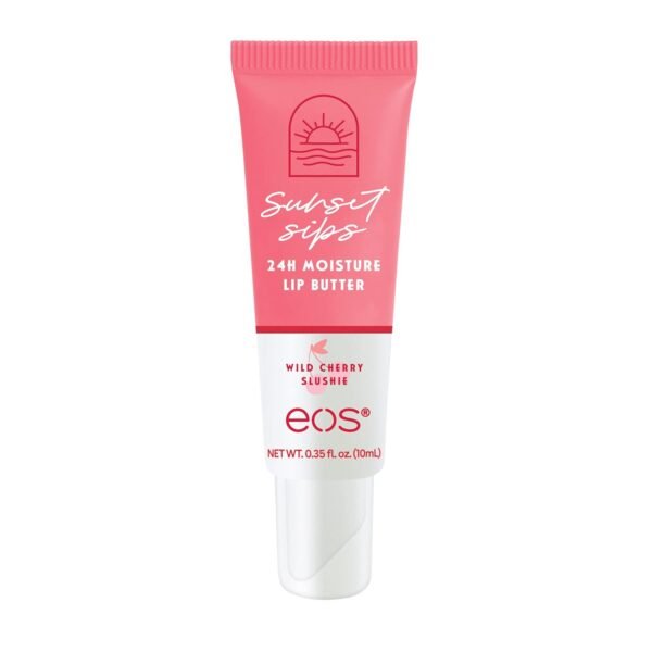61HDZvkhpuL._SL1500_.jpg eos Sunset Sips Lip Butter Tube- Wild Cherry Slushie, 24-Hour Moisture, Overnight Lip Mask, Lip Care Products, 0.35 fl oz