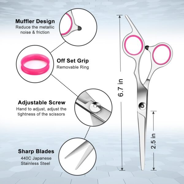 61HZP5Z7APL._SL1500_.jpg Sirabe 9 PCS Hair Cutting Scissors Thinning Shears Kit, Professional Haircut Scissors Set, Barber Hairdressing Texturizing Shears Tools for Salon Home Men Women Kids Adults Pet
