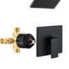 Esnbia Tub Shower Faucet Set (Valve Included) with 6-Inch Rain Shower Head and Tub Spout, Black Shower Head and Handle Set，Single-Handle Tub and Shower Trim Kit, Matte Black