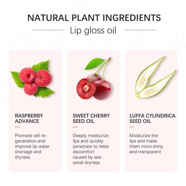 61Ij1m8Yo0L._SL1000_.jpg Hydrating Lip Glow Oil, Plumping Lip Oil Gloss, Transparent Lip Balm, Natural Lip Plumper Gloss Make Lips Fuller and Moisturizing (Cherry)
