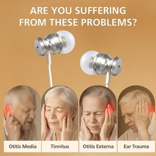 Red Light Therapy Device– Upgraded 650nm Red Light Therapy for Ears with USB & Type-C, Includes 2 Pairs of Silicone Ear Tips and Storage Case