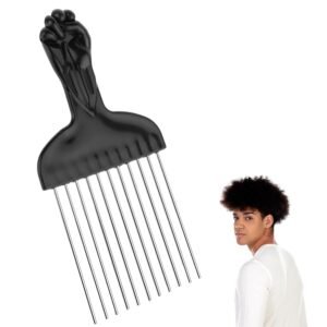 61IqYj5rhPL._SL1500_.jpg Hair Picks for Curly Hair, 1 Pcs Metal Hair Pick for Black Men Afro Pick Comb Detangling Wig Braid Hair Styling Tool for Women and Men