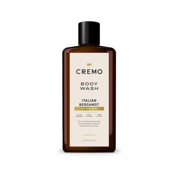 Cremo Body Wash Men, Notes of Italian Bergamot, Neroli Blossom, and Fresh Vetiver, Rich-Lathering Italian Bergamot, 16 Fl Oz