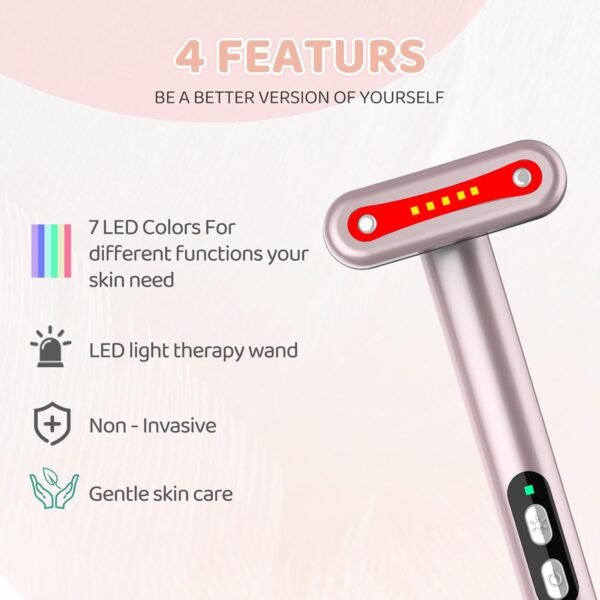 Face-Massager, Red Light Therapy for Face, 7 Colors Led Face Wand Light Therapy Facial Massager Tool, Red & Blue Light Therapy for Face Wand