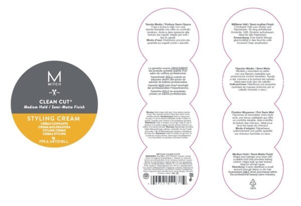 MITCH by Paul Mitchell Clean Cut Styling Cream for Men, Medium Hold, Semi-Matte Finish, For All Hair Types + Short to Medium Hair, 3 oz.