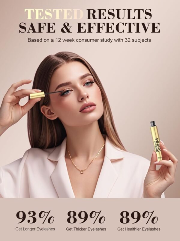 OLLM Eyelash Growth Serum: Advanced Lash Serum for Longer, Fuller, Thicker Lashes, Eyelash Serums with Natural Formula (5ml)
