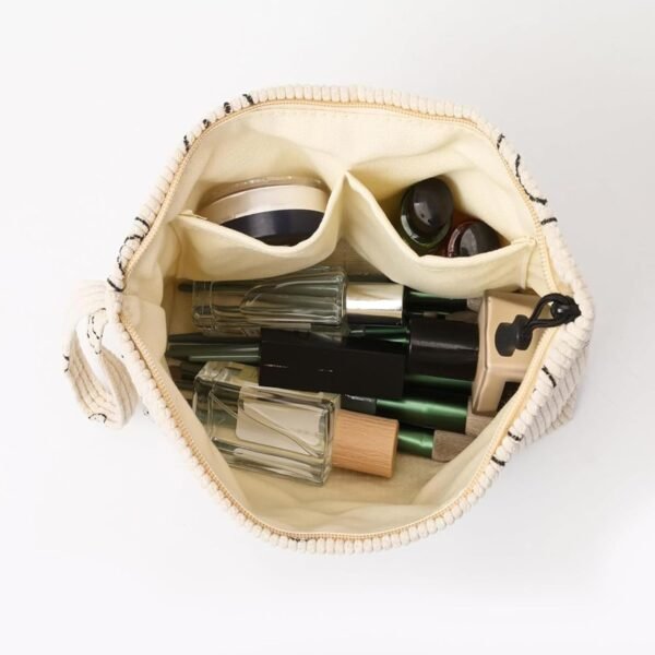 61KBi5f1AsL._SL1500_.jpg Small Makeup Bag with Pocketes and Zipper Corduroy Makeup Pouch for Purse Travel Corduroy Cosmetic Organizer Toiletry bag for Women