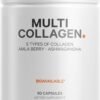 Codeage Multi Collagen Peptides Protein Capsules, 5 Collagen Types, Grass-Fed & Hydrolyzed Bovine Collagen Pills Supplement, Ashwagandha, Amla Berry Vitamins, Collagen Peptides - 90 Capsules