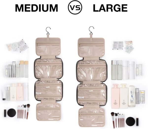 BAGSMART Toiletry Bag Travel Bag with Hanging Hook, Water-resistant Makeup Cosmetic Bag Travel Organizer for Accessories, Shampoo, Full-size Container, Toiletries