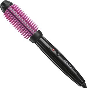 61KjyyuddGL._AC_SL1500_.jpg REVLON Silicone Bristle Heated Hair Styling Brush | Fast, Long Lasting Volume for Easy Styling | 1" Barrel for Full Body and Smooth Styles (Black/Pink)