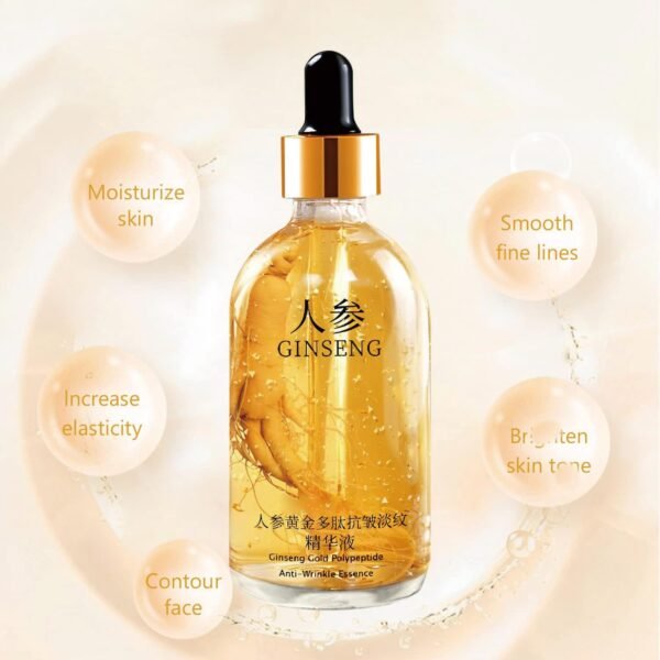 Ginseng Serum,Ginseng Polypeptide Anti-Ageing Essence Oil,Ginseng Gold Polypeptide Anti-Wrinkle Essence,One Ginseng Per Bottle for Tightening Sagging Skin Reduce Fine Lines (2PCS)