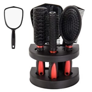 61M1LSKKO4L._SL1000_.jpg Set of 5 Hair Combs Set Professional Salon Hair Cutting Brushes Sets Salon Hairdressing Styling Tool Mirror And Holder Stand Set Dressing Comb Kits for