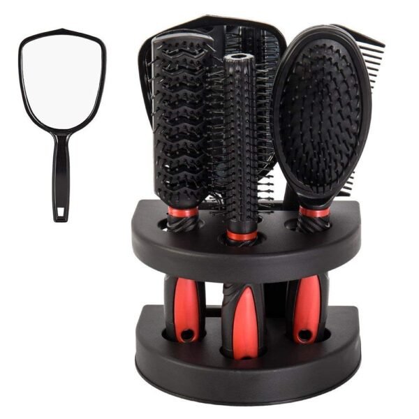 61M1LSKKO4L._SL1000_.jpg Set of 5 Hair Combs Set Professional Salon Hair Cutting Brushes Sets Salon Hairdressing Styling Tool Mirror And Holder Stand Set Dressing Comb Kits for