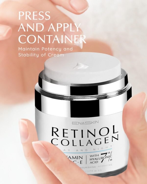 61MRE9olyTL._SL1500_.jpg EnaSkin Anti Aging Face Cream: Retinol Collagen Wrinkle Moisturizer for Women - 7% Hyaluronic Acid - Day/Night Facial Sagging Skin Care & Firming Neck, 1.7 fl oz