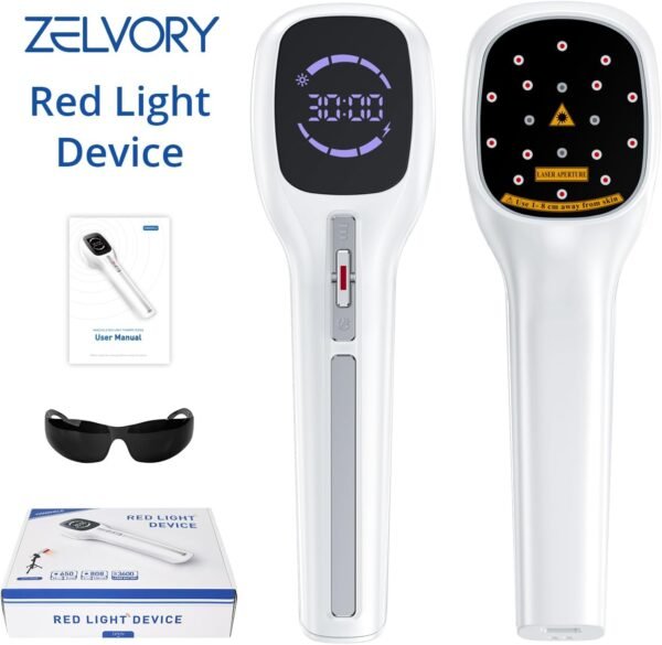 Cold Laser Therapy Device for Humans & Dogs, 4x808nm + 14x650nm Red Light Therapy for Body Pain Relief, Handheld lllt Near Infrared Light Wand with Stand for Joint, Back, Knee, Muscle Use