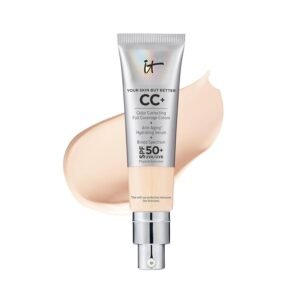 IT Cosmetics CC+ Cream - Full-Coverage Foundation With SPF 50, Color Corrector & Anti-Aging Serum, Formulated With Niacinamide & Hyaluronic Acid, Natural Finish, For All Skin Types, 1.08 fl oz